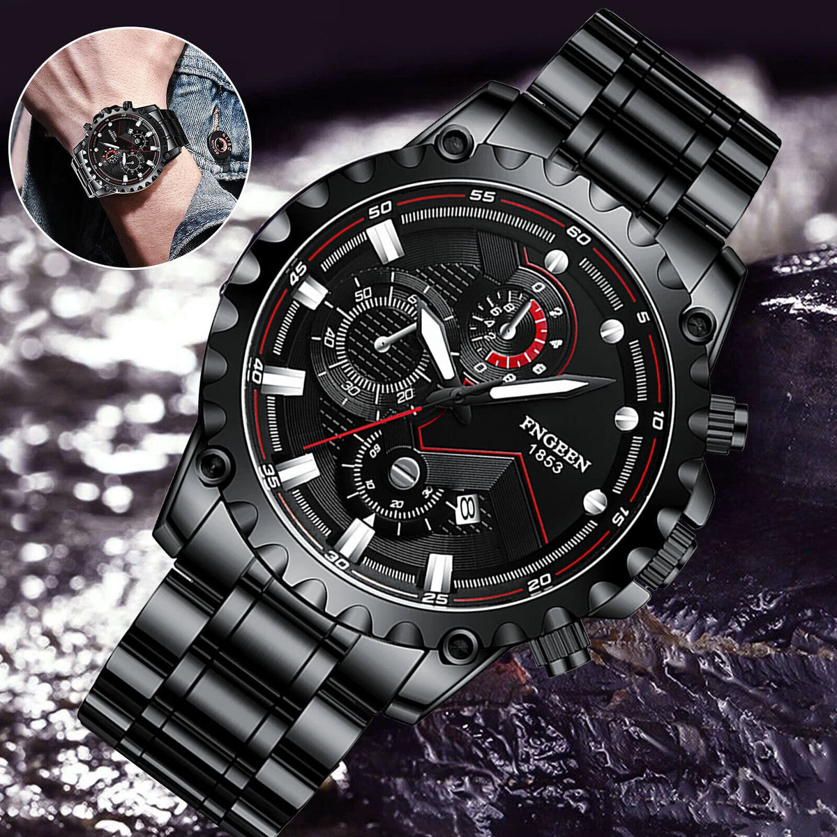 Waterproof Men's Luxury Watch Stainless Steel Quartz Luminous Classic Wristwatch