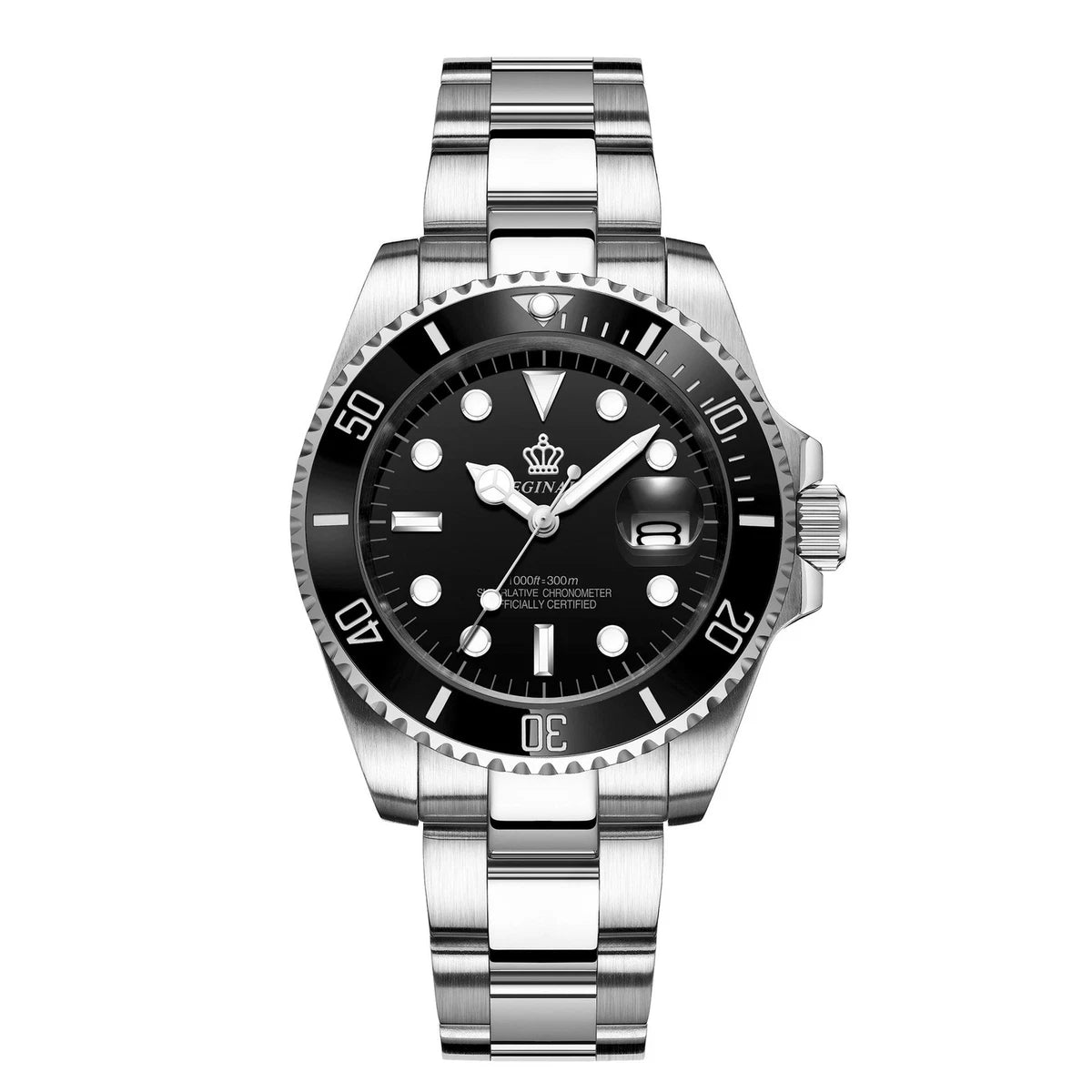 Men's Quartz Diving Watch-Stainless Steel Ceramic Bezel Luminous Waterproof-40mm