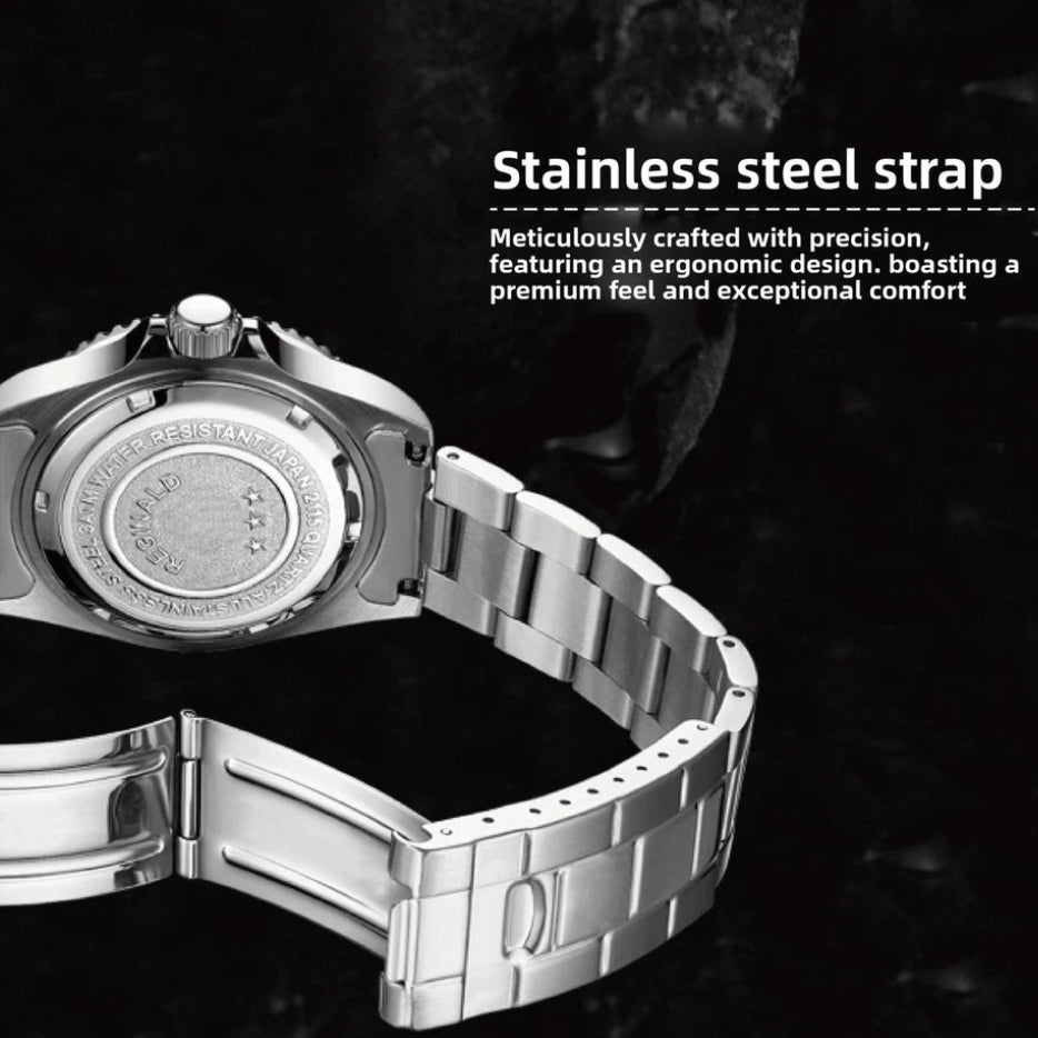 Men's Quartz Diving Watch-Stainless Steel Ceramic Bezel Luminous Waterproof-40mm