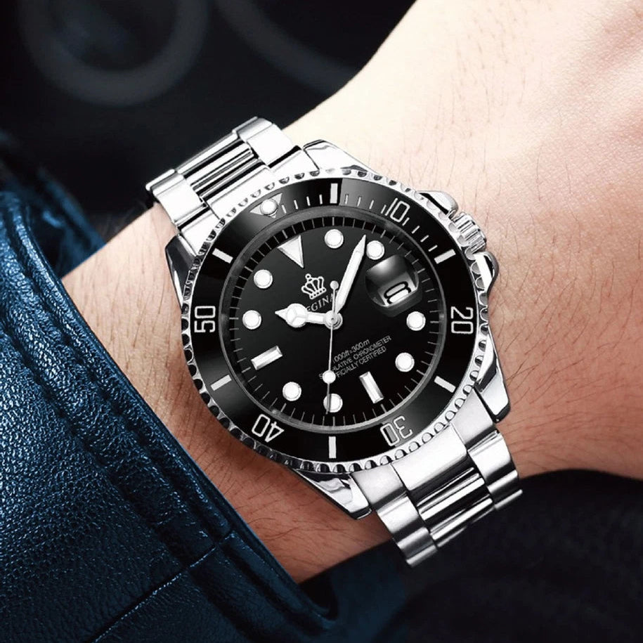 Men's Quartz Diving Watch-Stainless Steel Ceramic Bezel Luminous Waterproof-40mm