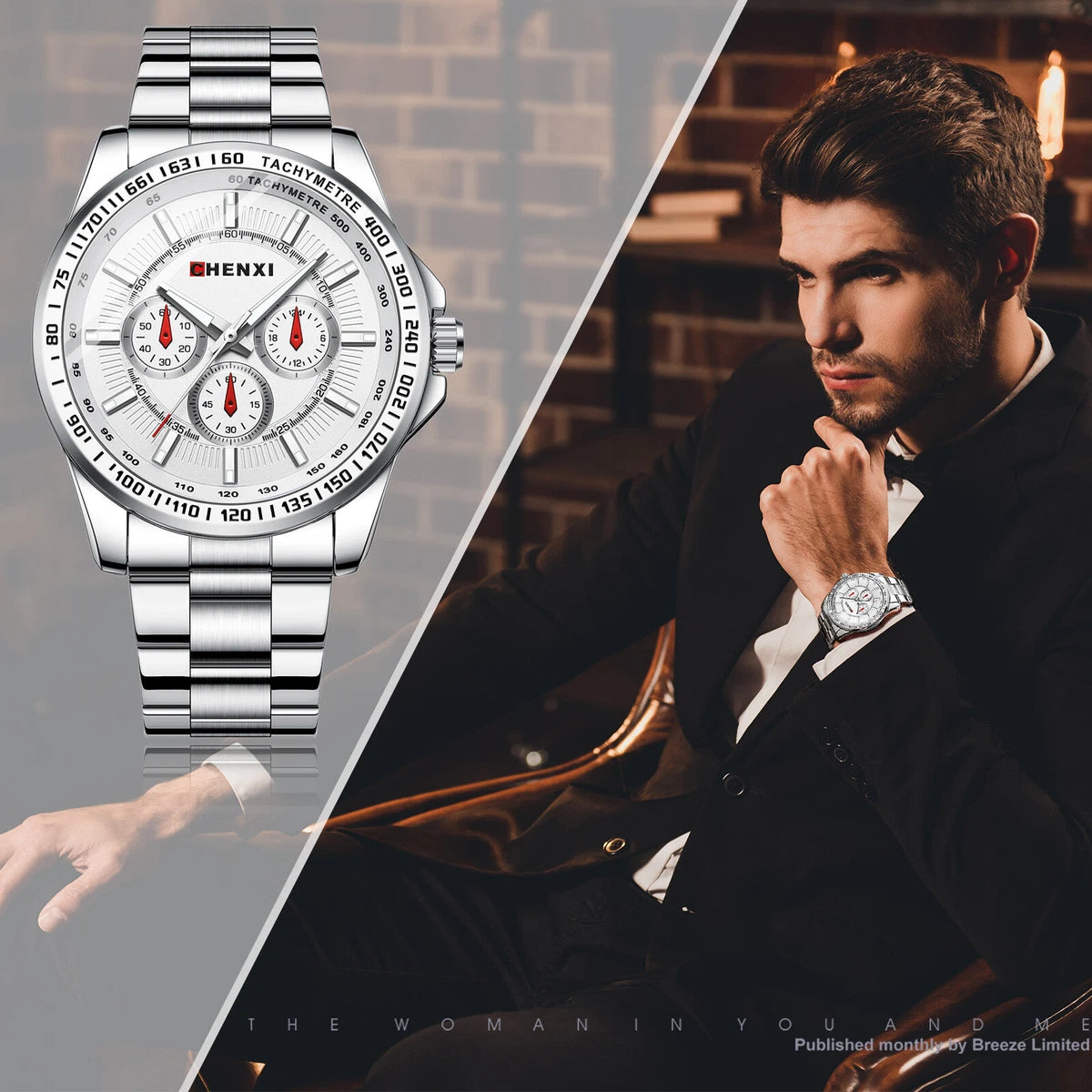 Waterproof Men's Business Luminous Stainless Steel Quartz Wrist Watch Classic