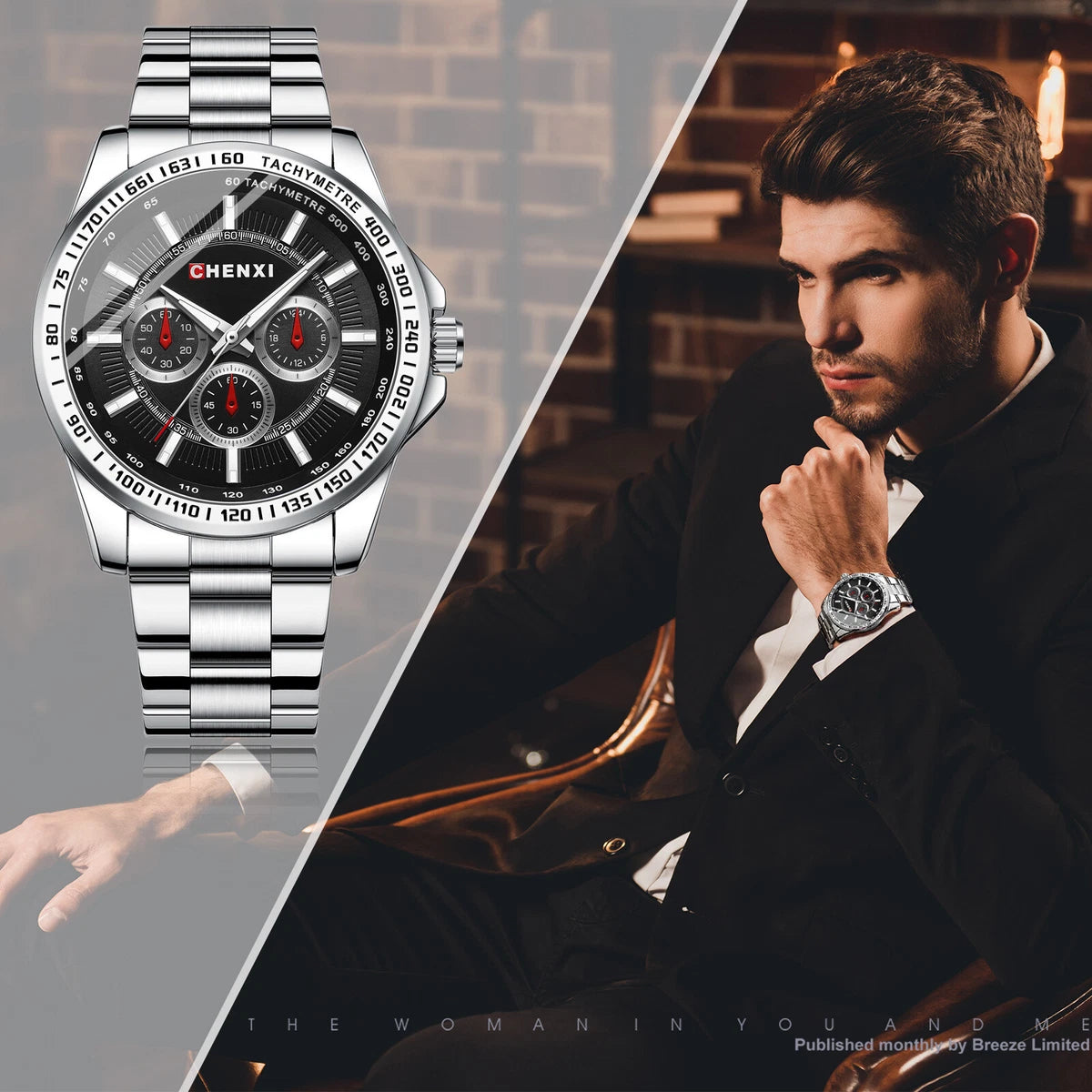 Waterproof Men's Business Luminous Stainless Steel Quartz Wrist Watch Classic