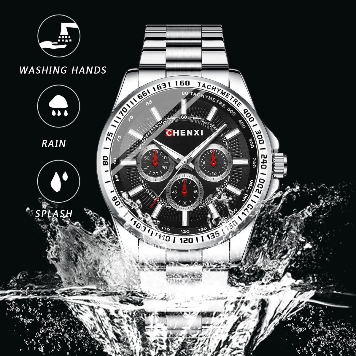 Waterproof Men's Business Luminous Stainless Steel Quartz Wrist Watch Classic