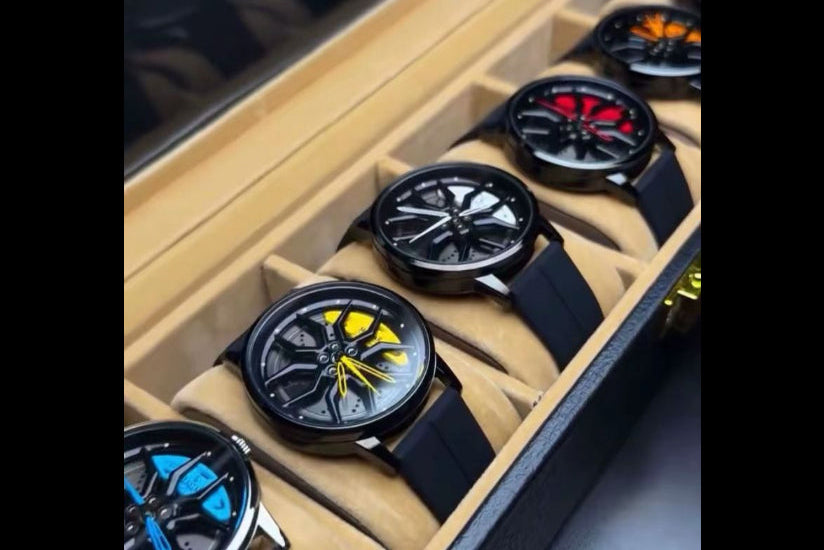 Alloy Wheel Watch, Moving Wheel Watch, Spinning Watch Waterproof Men's Luxury Watch