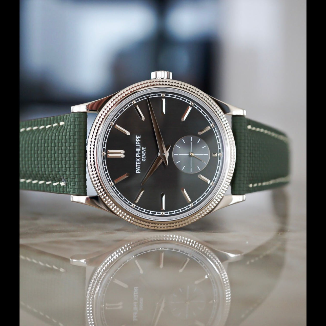 Green leather Watch